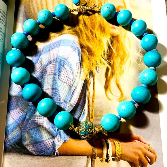 20 mm. Blue Turquoise Glamour Necklace - Picture 2 of 6